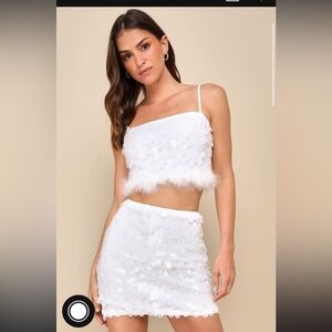 Lulu’s Illuminated Icon White Paillette Sequin Two Piece Mini Dress